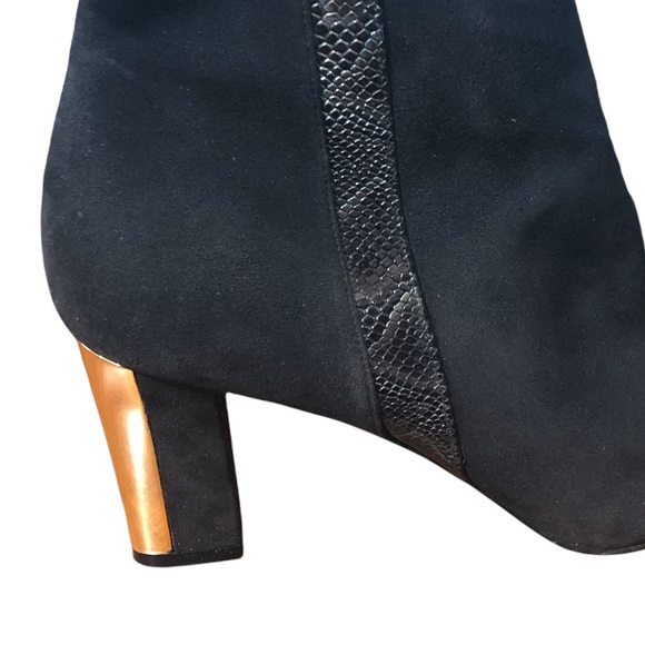 Sacha London Black Label Brown Snake Embossed Ankle Booties gold heels 9.5 - Picture 11 of 13
